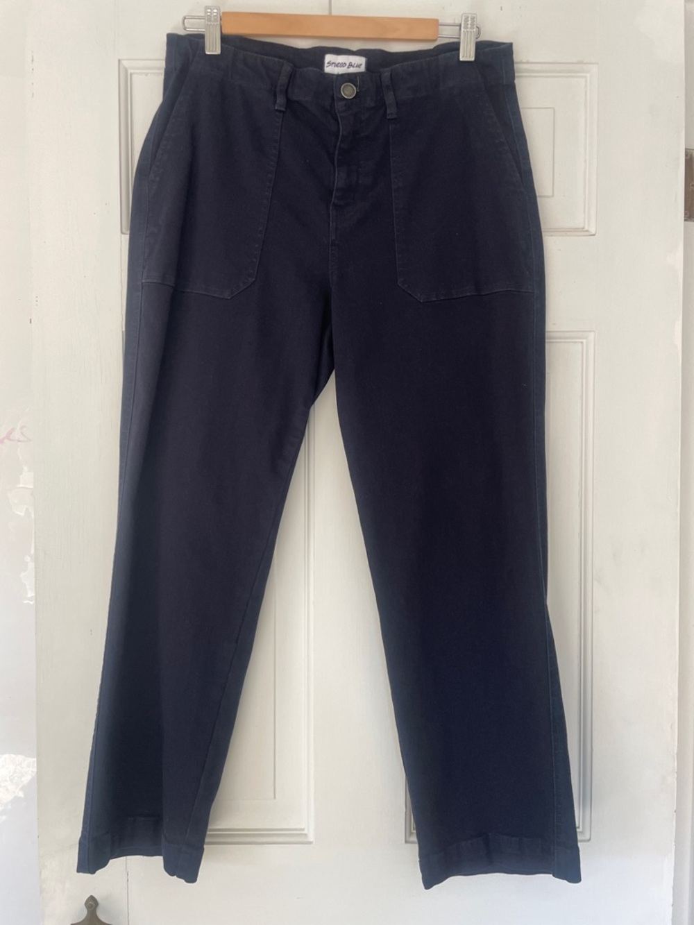 Navy Straight-Leg Pants